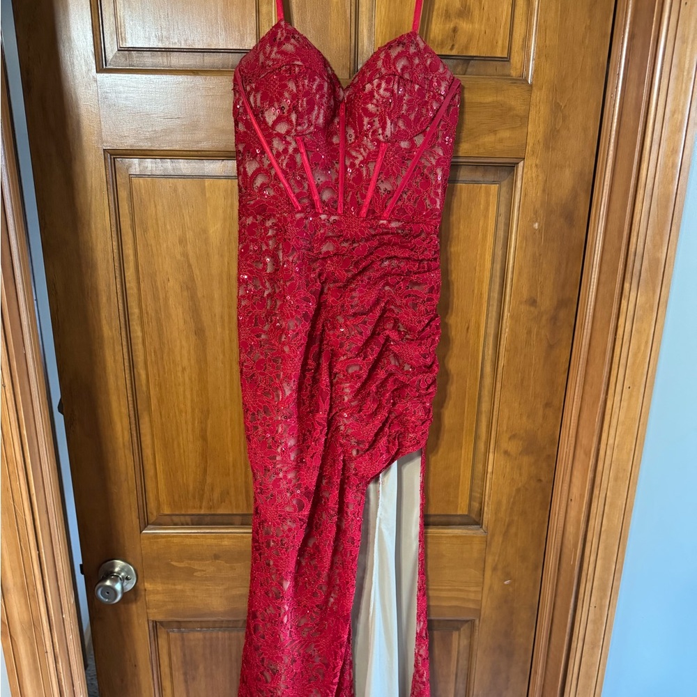 Lina Beige and Red Dress